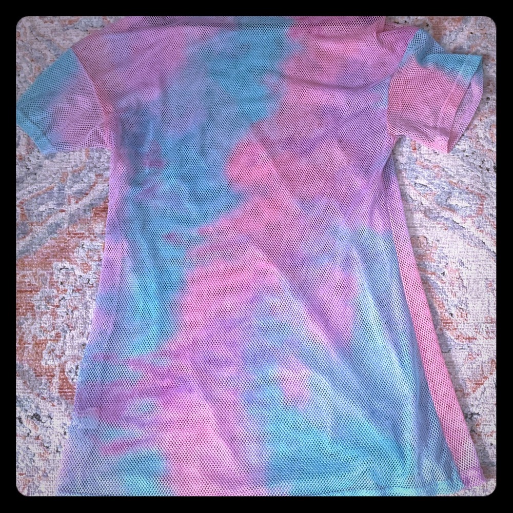 Sheer mesh tie-dye short dress